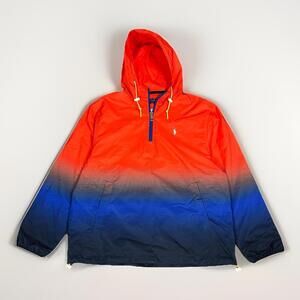 Polo Ralph Lauren Ombre Lightweight Pullover Jacket Mens Size Large Orange Blue